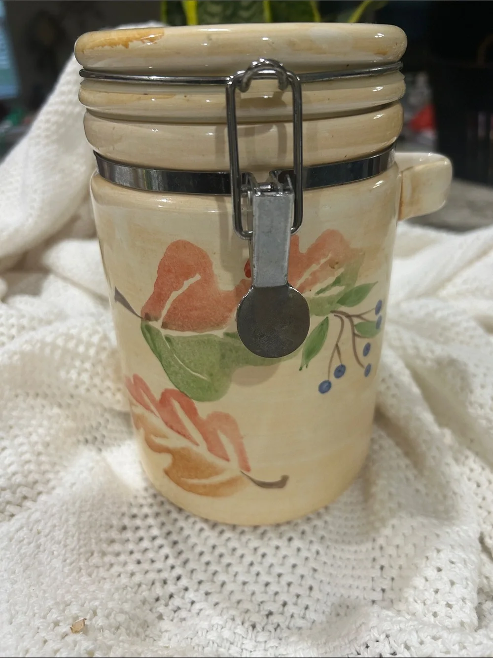 Homegoods Ceramic Airtight Storage Canister Grandmas Kitchen Memories in Autumn